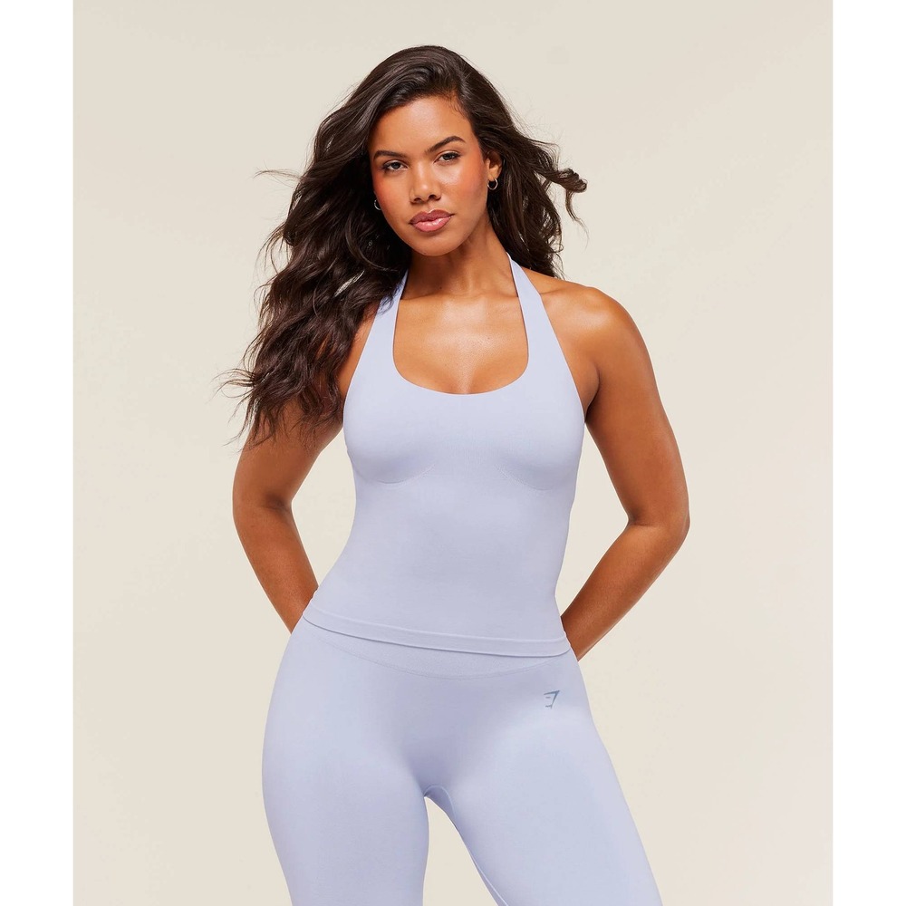 Gymshark Soft Sculpt Halterneck Tank with Shelf Peri Blue Large
